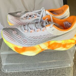 Saucony Women's Endorphin Pro 4 Athletic - Gray, Orange, and Yellow